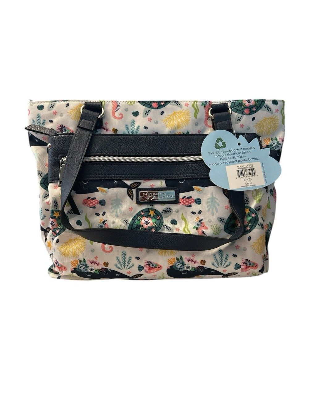 Lily Bloom Ocean Turtles Dakota Tote Purse Dbl Handle NWT MSRP $69 Eco Friendly